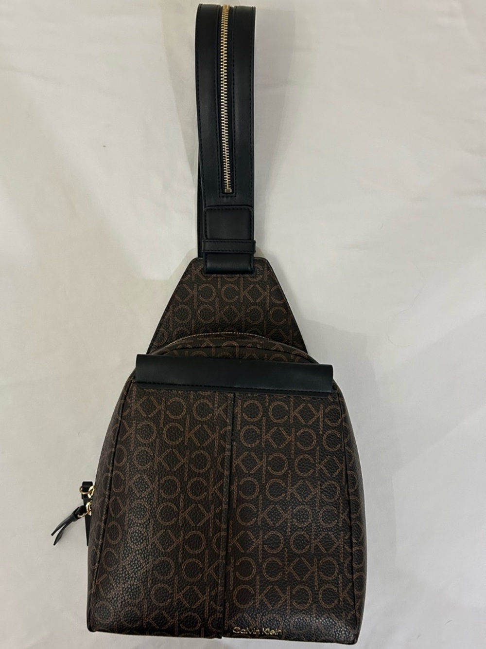 Calvin Klein Brown Monogram Unisex Crossbody or Backpack.